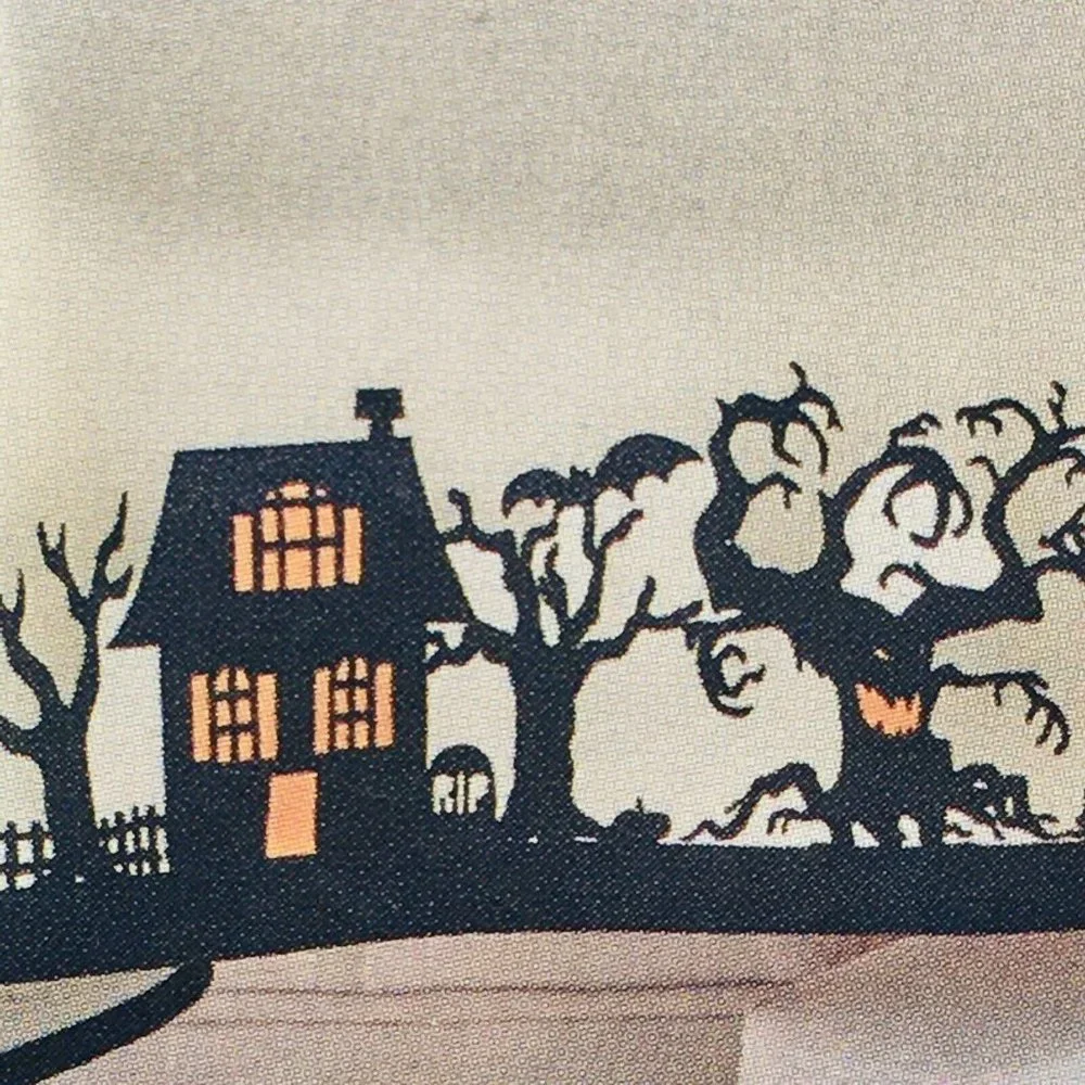 Cynthia Rowley Halloween Tablecloth Haunted House Spooky Tree Flying Witch 60x84